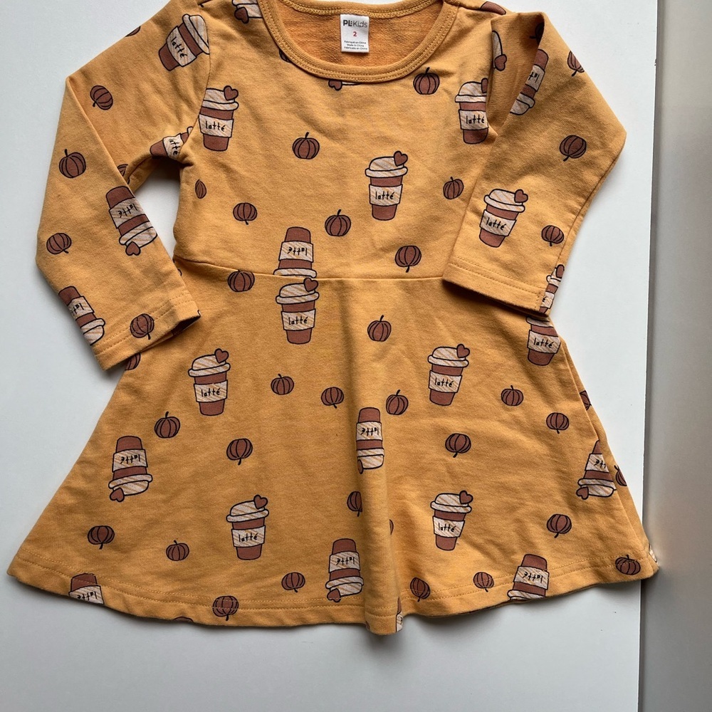 🎃☕️ PSL Petit Lem PL baby Pumpkin Spice Latte Girls Size 2T Jersey dress